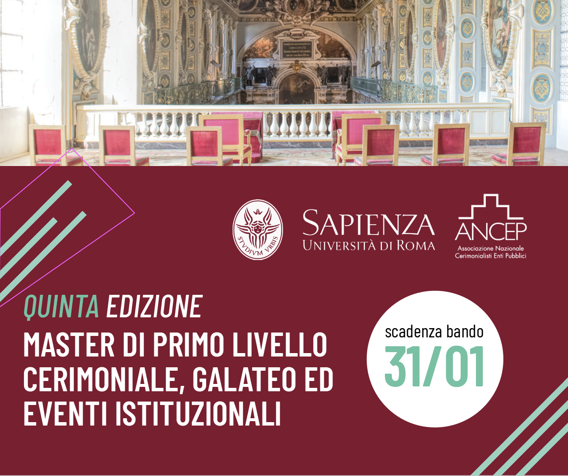 Alla Sapienza Università di Roma il V Master su Cerimoniale e Galateo